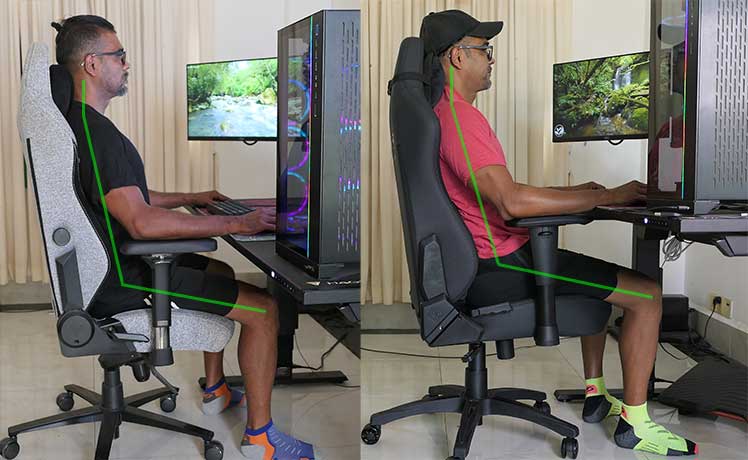 Secretlab Titan Evo posture vs Anda Seat Phantom 3 chair, side views