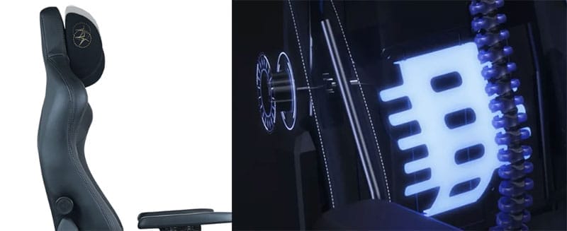 Flash Xl highlight gaming chair features: headrest and integrated lumbar support