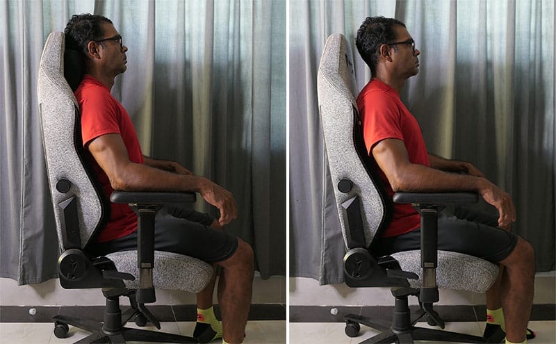 Titan Evo chair side view with and without a headrest