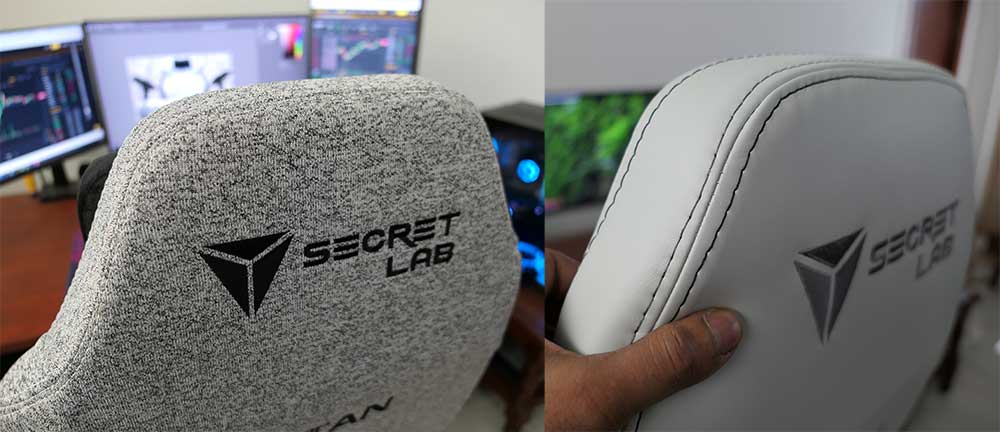 Rear view Softweave vs leatherette Titan Evo chairs