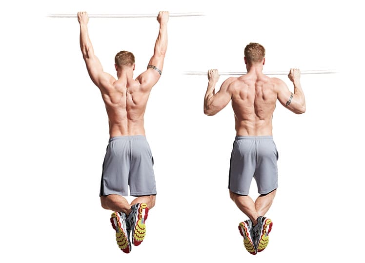 Man doing pullups, showing off his back muscles