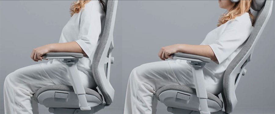 Refine chair recline demonstrations side view of a woman