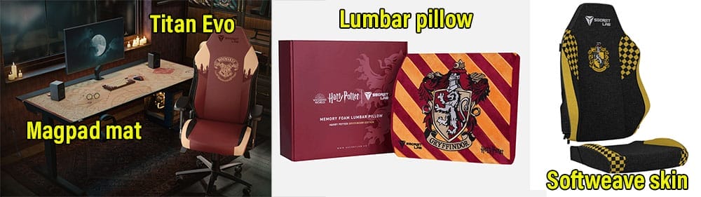 Secretlab Harry Potter gaming chair and workstation pieces