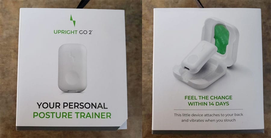 Upright GO 2 product packaging with device and 14-day posture improvement promise